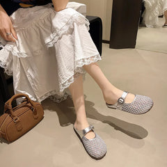 LBSFY -Shoes Woman's Slippers Cover Toe Slides 2025 Summer Soft Flat Flat Shoes Female Cover Toe Slippers Women Summer Pantofle Slides