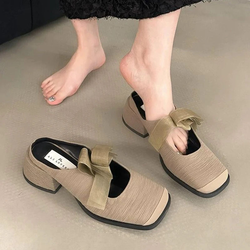 LBSFY  -  Slippers Women Dress Fashion Sandals Shoes Chunky New Summer 2024 Brand Slingback Flip Flops Mid Heels Pumps Slides Mujer Shoes