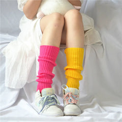 Lbsfy Candy Color Sweet Girl Leg Warmers NEW Korean Knitted Foot Cover Women Solid Color Autumn Winter Stylish Elastic Long Tube Sock