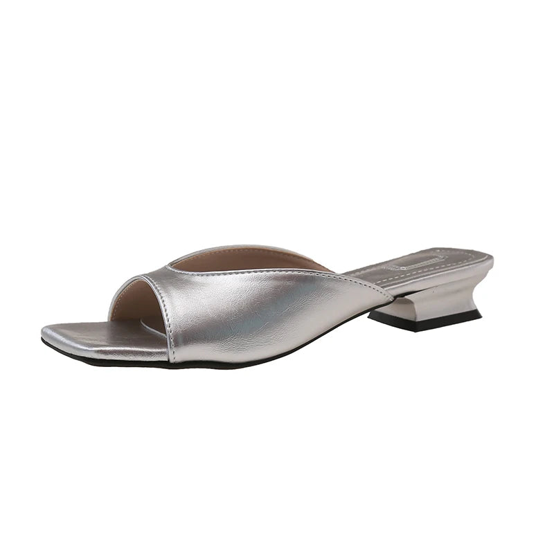 LBSFY -New Fashion Summer Women Slipper Square Toe Ladies Mules Sexy High Heels Slippers Female Designer Woman Shoes Claquette Femme