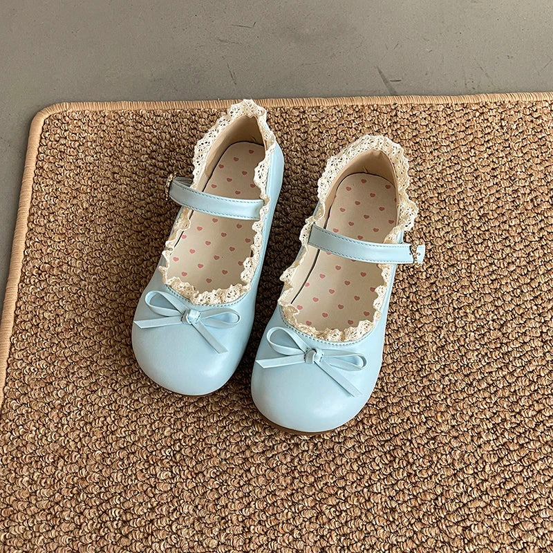 LBSFY -Spring New Butterfly-knot Women Flats Round Toe Shallow Ladies Casual Ballet Shoes Soft Leather Eelgant Dress Shoes