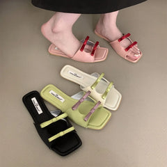 LBSFY  -   2024 Brand New Women Slipper Fashion Bow-knot Slip On Ladies Elegant Slides Soft Flat Heel Dress Sandal Shoes Flip Flop