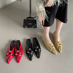 LBSFY  -  2024 Spring/summer New Folded Flat Shoes Pointed Women's Shoes Baotou Half Slippers Fashion Foreign Trade