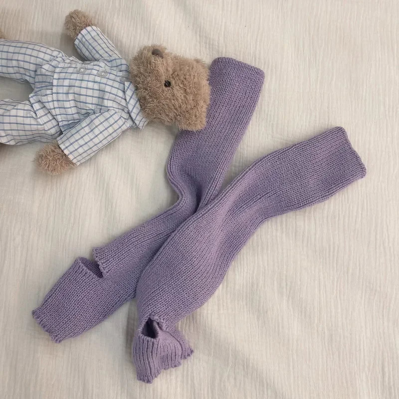 Lbsfy Y2K Leg Warmers Footstep Japanese Lolita Sock Cover Macaron Color Socks Knitted Foot Cover Women Socks Gothic Cuffs Ankle Warmer