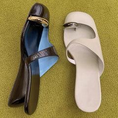 LBSFY  -  Metal Set Toe Wedge Slippers for Girls Baotou Slippers Women's New Casual Slippers Sandalias De Mujer Verano 2024 Zapatos