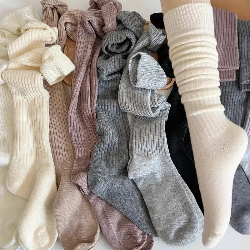 Lbsfy Soft Wool Long Socks Women Autumn Winter Thicken Cashmere Solid Knitted Stocking Skinny Casual Knee High Fluffy Warm Girls Socks