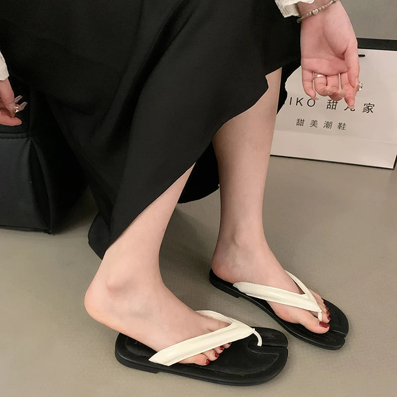 LBSFY  -  Designer Summer Woman Slippers Fashion Clip Toe Flats Silvery Ladies Outdoor Beach Vacation Sandalias Flip Flop