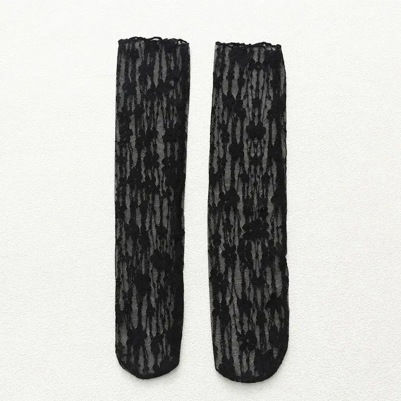Lbsfy Women Lace Flower Hollow-Out Socks Retro Lolita Cute Summer Thin Middle Tube Transparent Socks Sweet Breathable Designer Socks