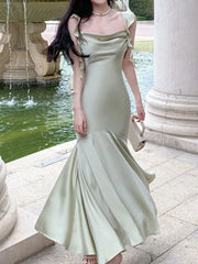 LBSFY -Elegant Chic Ruffles Women's Mermaid Dresses 2025 Summer New Fashion Bodycon Strap Vacation Vestidos Wedding Party Clothing