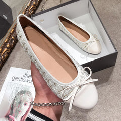LBSFY  -  Plus Size 44 Ballerina Flats Round Toe Shoes Woman Tweed Comfortable Slip on Flat Shoes Ladies Maternity Shoes Zapatos Loafers