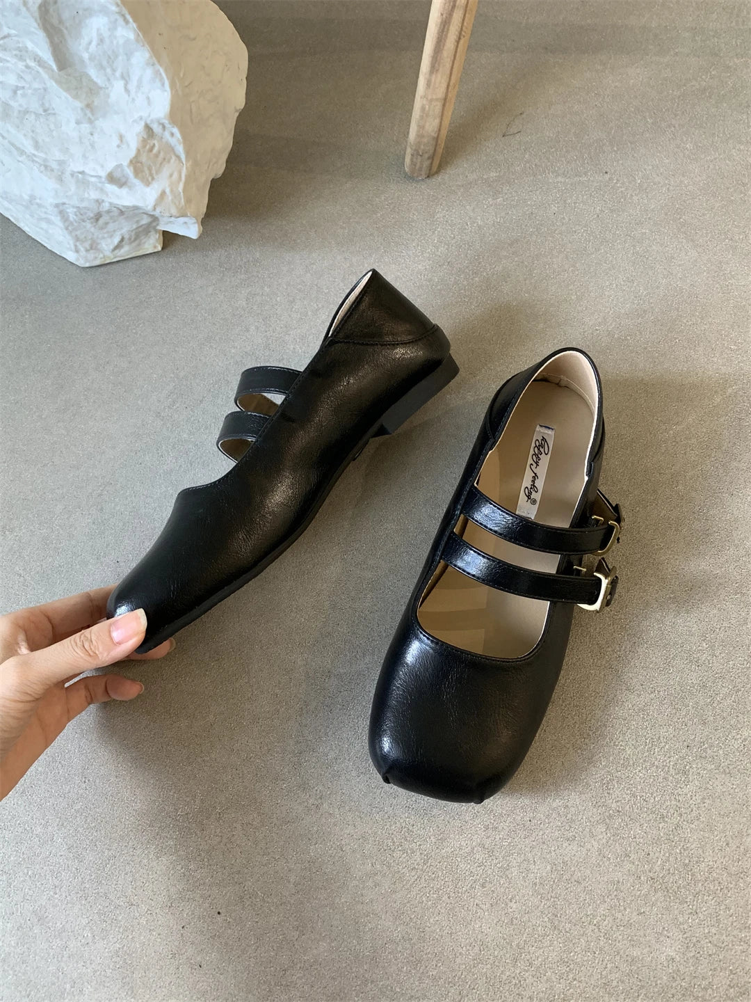 LBSFY -New Brand Women Flat Shoes Fashion Square Toe Shallow Ladies Mary Jane Shoes Soft Sole Outdoor Laofer Shoe Mujer