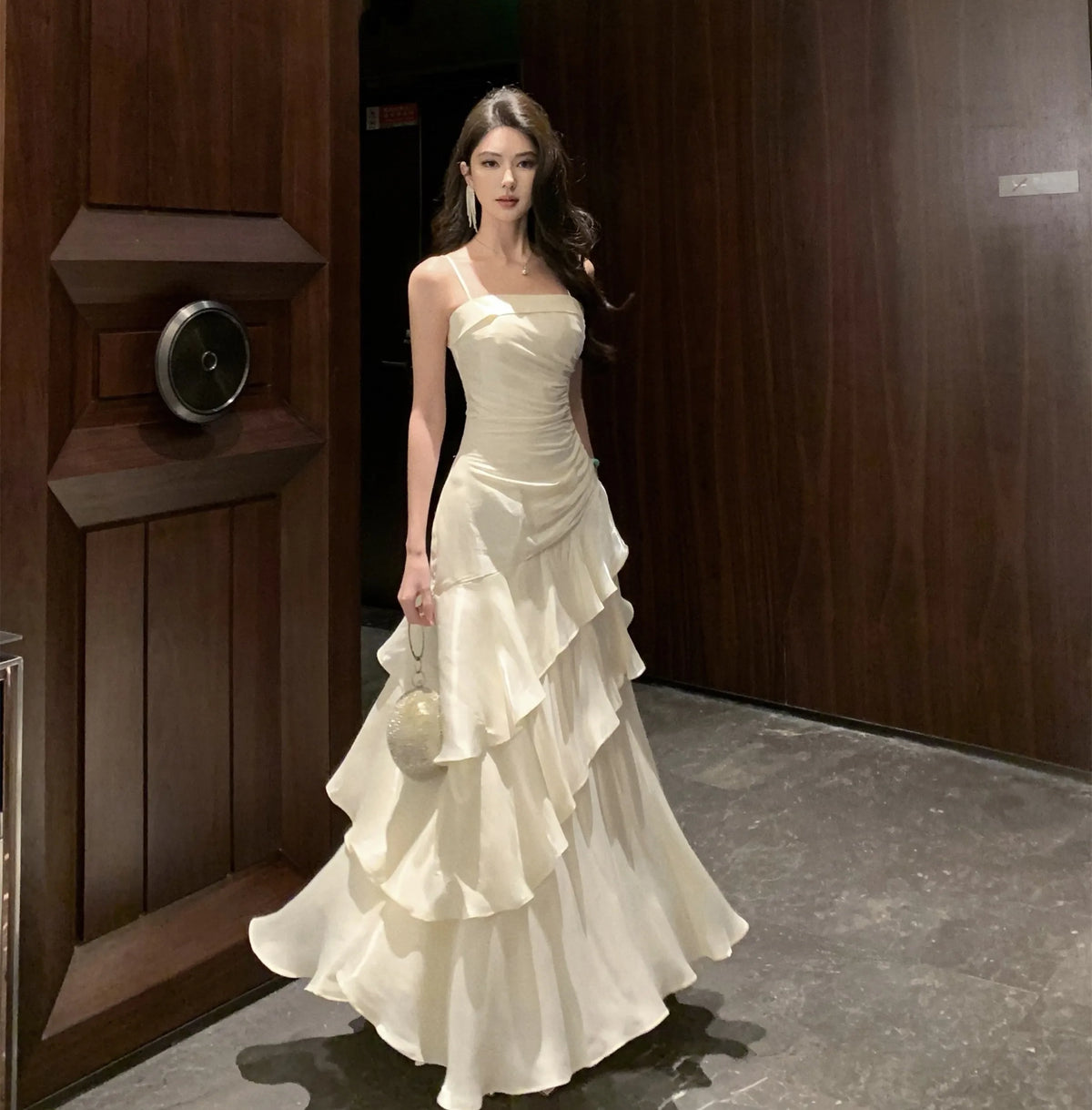 LBSFY -Women's Ruffles Elegant Sexy Mermaid Dresses French Princess Slim Fit Zipper Party Long Dress 2025 New Fashion Prom Evening Robe