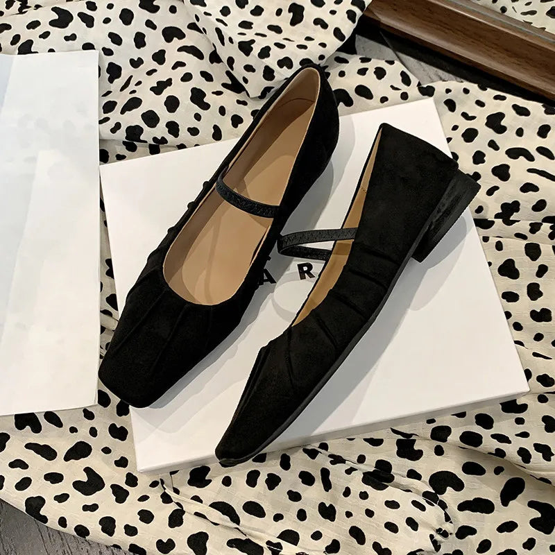 LBSFY  -  Fashion Women Shoes New High Quality Genuine Leather Retro Square Headed Mary Janes Daily Commuter Lightweight Shoes