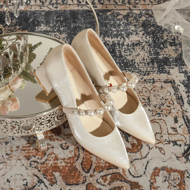 LBSFY  -  Large Size 34-42 Point Toe Low Heel Shoes Women Flats 2024 New Wedding Shoes