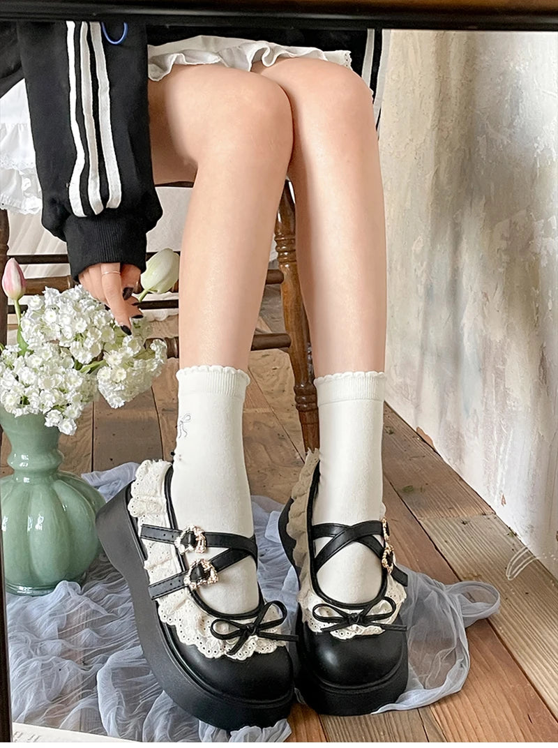 LBSFY -Designer Women's Mary Jane Shoes with Elegant Butterfly-Knot Thick Heel Fashionable Party Dress Footwear Platform Sandals