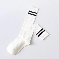 Lbsfy Sports Style Calf Socks Japanese Korean Student JK Stripe College Style Girl Cotton Socks Pile Up Socks Baseball Stockings