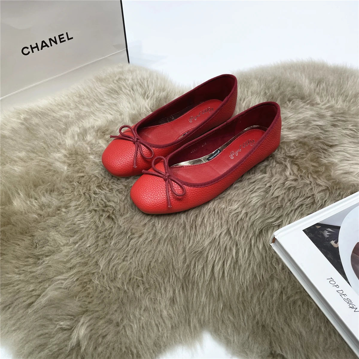 LBSFY -Women Flats New Slip On Flat Loafers Patchwork Square Toe Shallow Ballet Shoes knitting Casual Flat Shoes Ballerina