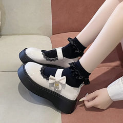 LBSFY -2025 New Fashion Lace Women's Pumps Spring Autumn Mary Jane SHOES Sweet Butterfly Knot Platform Casual Lolita Ladies Shoes