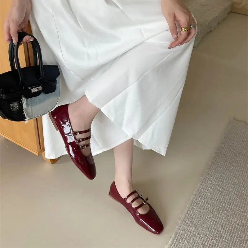 LBSFY  -  Spring New Women Flats Ladies Elegant Flat Mary Jane Shoes Fashion Round Toe Shallow Shoes Outdoor Dress Ballet Shoes M