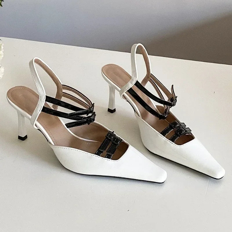 Lbsfy Belt Buckle High Heels Women 2025 New Pointed Toe Pumps Sandals Women Elegant Brand Dress Shoes Women Tacones De Mujer