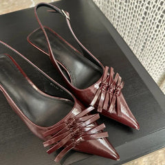 Lbsfy Bowknot Designer Kitten Heel Sandals Women Summer Elegant High Heels Female Shallow Pointed Toe Pumps Dress Shoes Women
