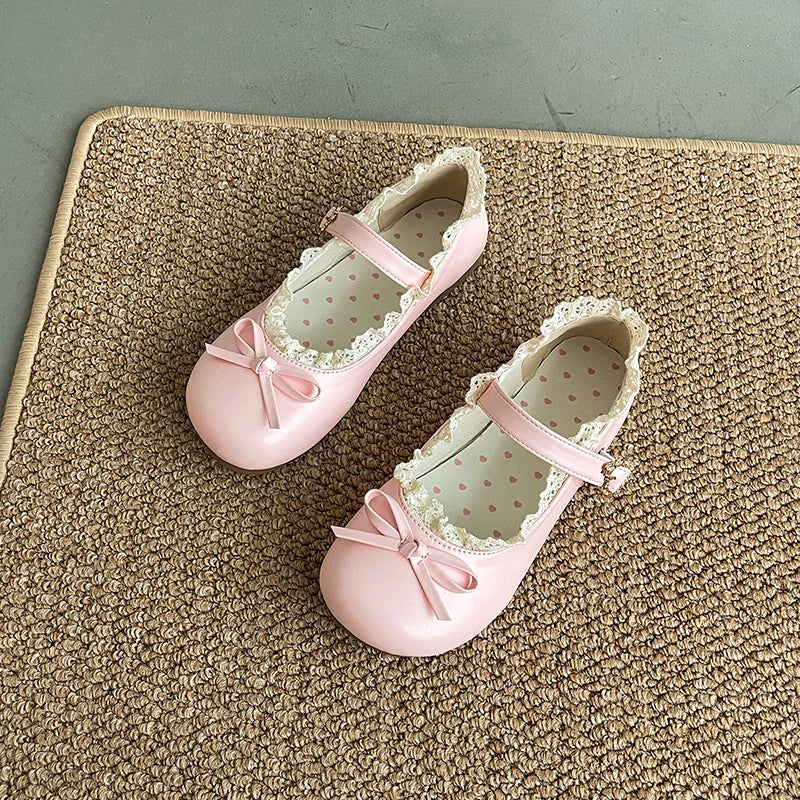 LBSFY -Spring New Butterfly-knot Women Flats Round Toe Shallow Ladies Casual Ballet Shoes Soft Leather Eelgant Dress Shoes