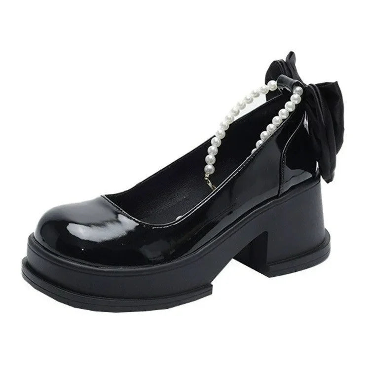 LBSFY -Women Thick Platform Mary Janes Lolita Shoes Party Pumps Summer 2024 New High Heels Sandals Bow Chain Mujer Shoes Oxford Zapatos