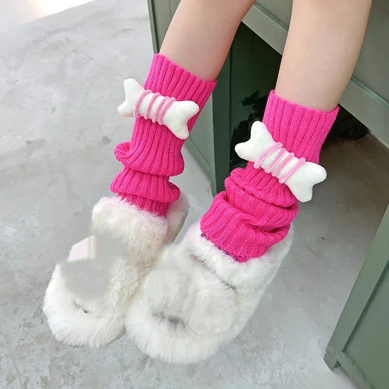 Lbsfy New Lovely Children Korean Lolita Style 27cm Leg Warmers Kids Knitted Warm Foot Cover for Girls Elastic Tube Socks Y2K Gloves