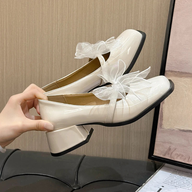 LBSFY  -  Vintage Women Square Toe Mary Jane Shoes Fashion Shallow Slip On 2025 Spring Autumn Wedding Party Shoes