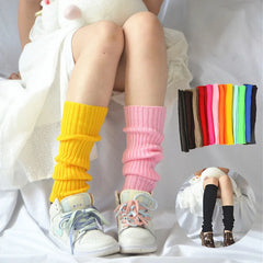 Lbsfy Candy Color Sweet Girl Leg Warmers NEW Korean Knitted Foot Cover Women Solid Color Autumn Winter Stylish Elastic Long Tube Sock