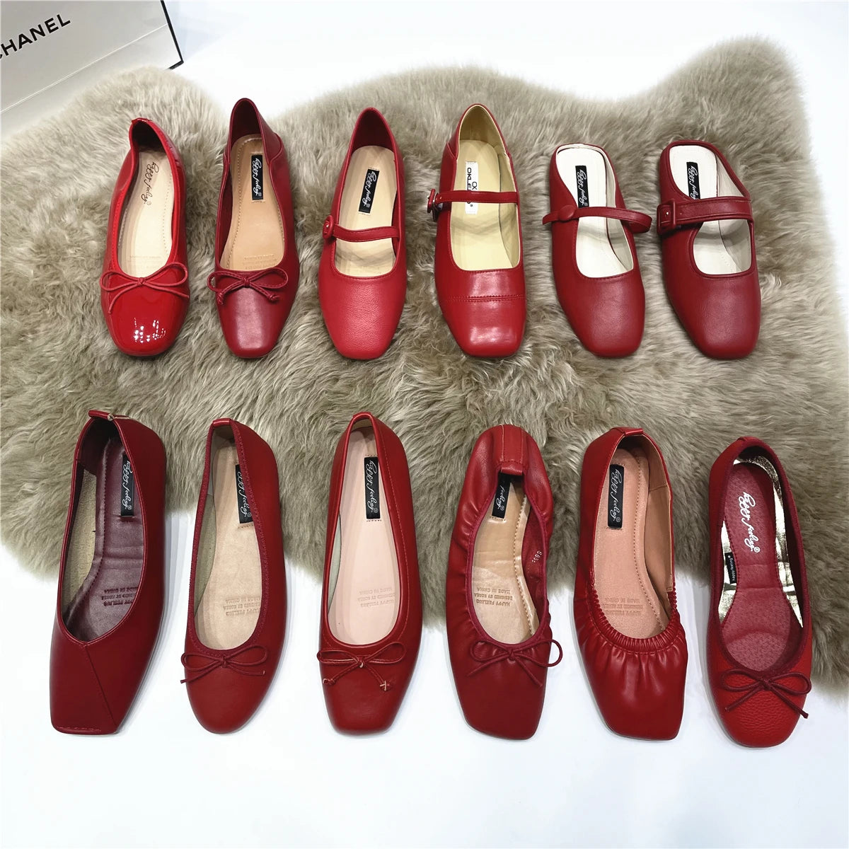 LBSFY -Women Flats New Slip On Flat Loafers Patchwork Square Toe Shallow Ballet Shoes knitting Casual Flat Shoes Ballerina