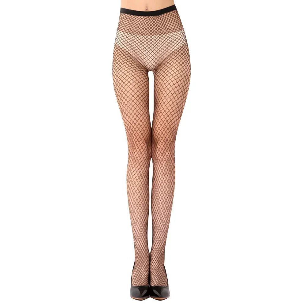 Lbsfy Women Sexy Cross Print Fish Net Tights Long High Nylon Socks Transparent Hollow Out Body Stockings Black Mesh Fishnet Pantyhose