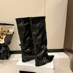 LBSFY -Designer New High-heeled Women Boots Pointed Toe Long Boots for Women Sexy Punk Gothic Boots Paris European and American Female