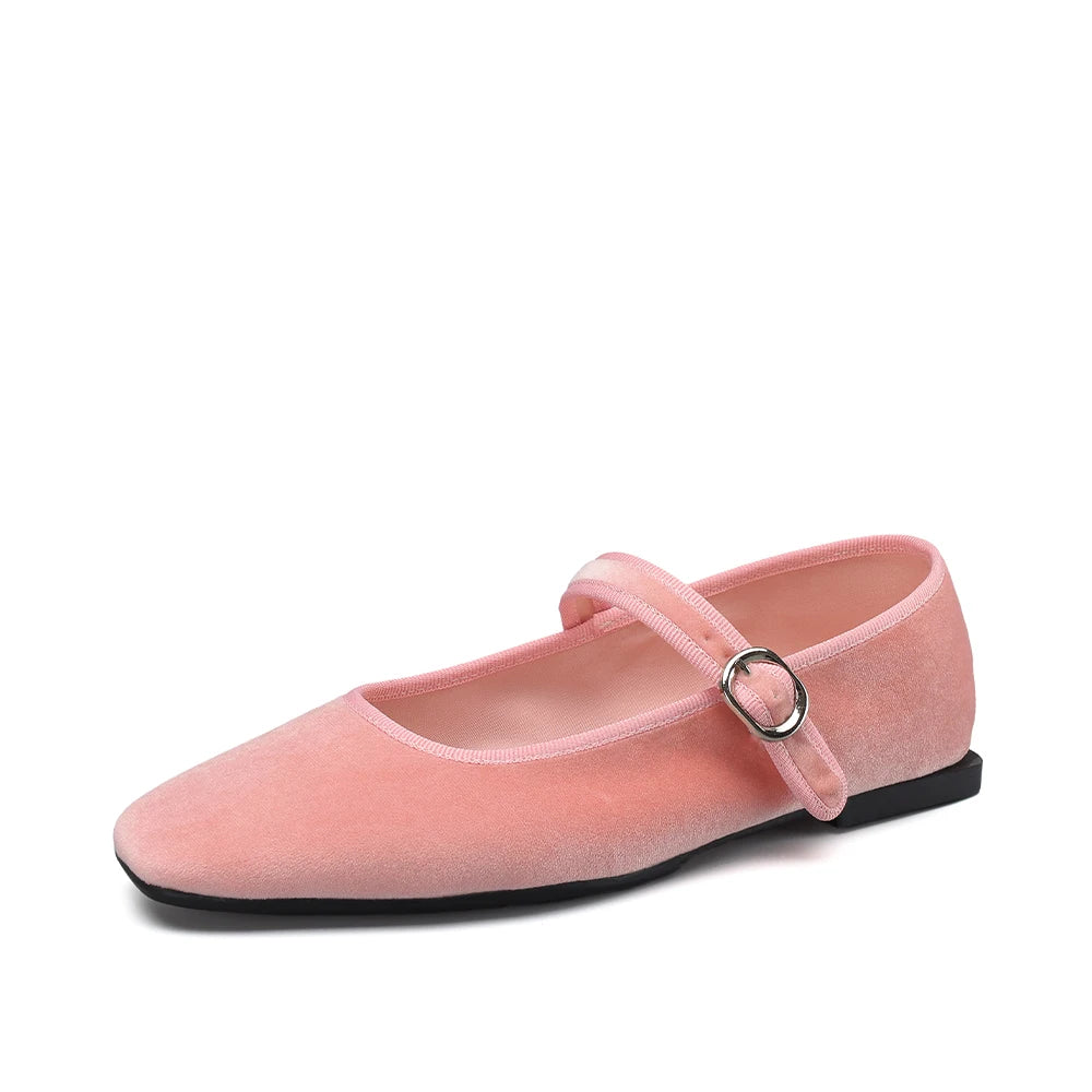 LBSFY  -   Velvet Mary Jane Ballet Flats Women Shoes Leopard Print Comfortable Soft Round Toe Flat Shoes for Women