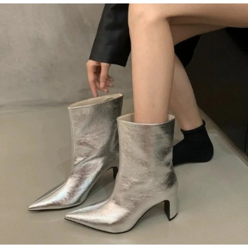 LBSFY -New Style Fashion Women's Black Winter Zipper Warm Plush Ankle Boots Women Square Heel Zip Lady Footwear Shoes Super Big Size