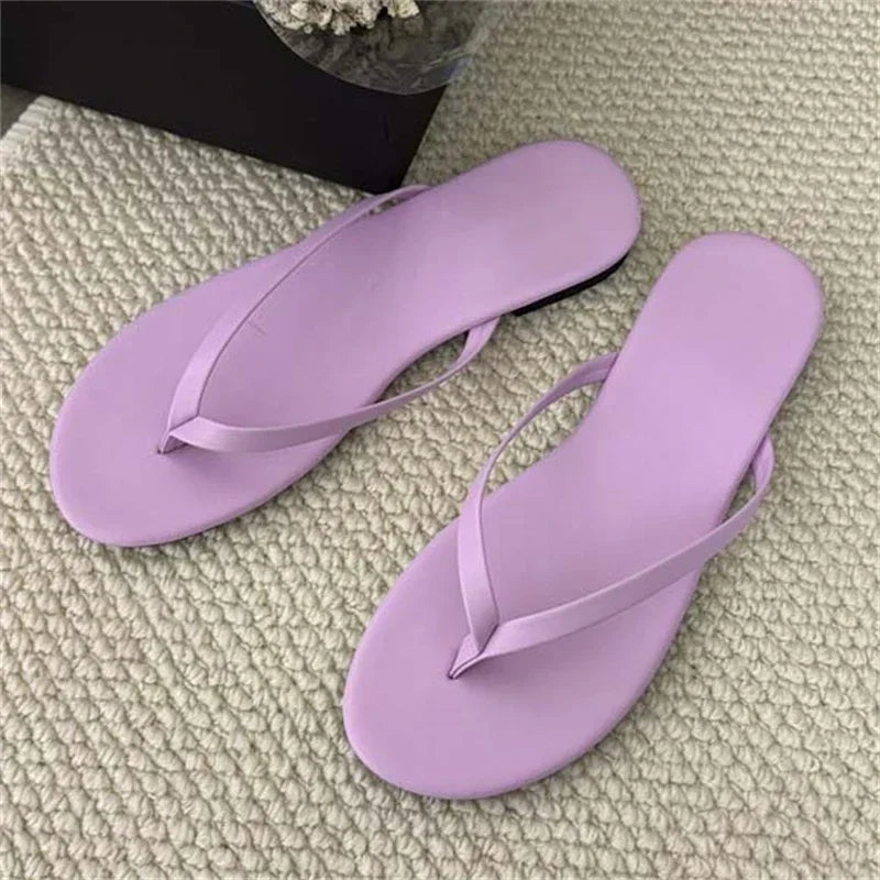 LBSFY -2025 Summer Clip Toe Flat Heels Slippers Women Casual Beach Shoes Concise Candy Color Flip Flops Zapatos De Mujer