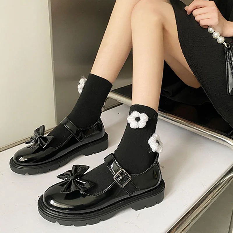 LBSFY -Women Black Lolita Shoes Casual Platform Mary Janes Heels Women Vintage Pumps for Women College Student Low Heel Women's Shoes
