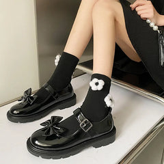 LBSFY -Women Black Lolita Shoes Casual Platform Mary Janes Heels Women Vintage Pumps for Women College Student Low Heel Women's Shoes