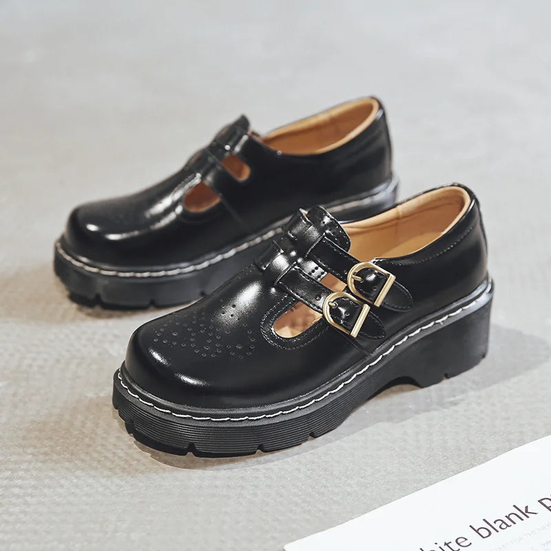 LBSFY  -  Vintage Block Women's Shoes Thick Sole Sen Women's Japanese Mary Jane Single Shoes Cute Big Head JK Small Leather Shoes