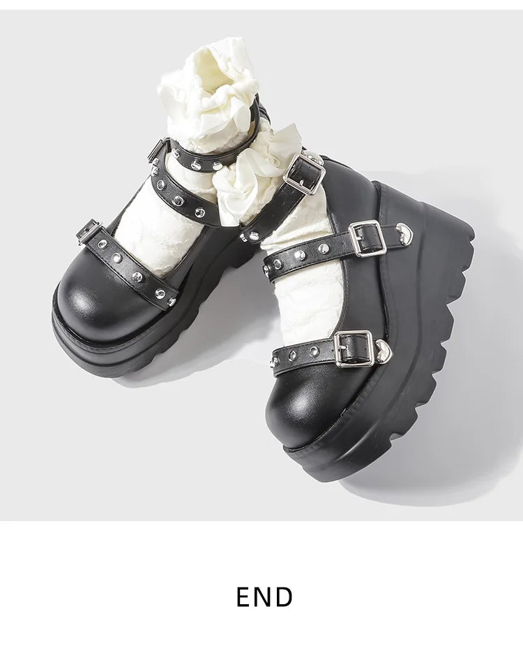 LBSFY -Women Chunky Pumps Mary Jane Super High Heel Platform Wedge Summer Ladies Sandals Belt Buckle Classic Sweet Punk Female Shoes