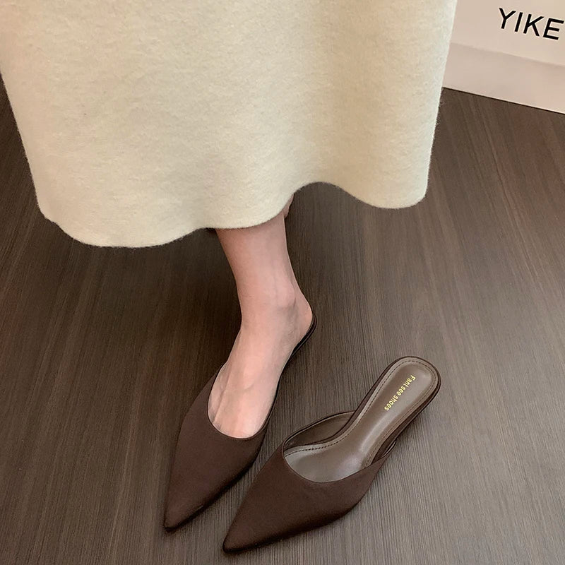 LBSFY  Summer Fashion Pointed Toe Mules Women Slippers Casual Dress Street Style Slides Ladies Slip On Shoes