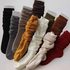 Lbsfy Winter Knitting Cotton Long Socks Women Wool Cashmere Stockings Warm Thick Thigh High Stocking Girls Solid Knee Socks Calf Sock