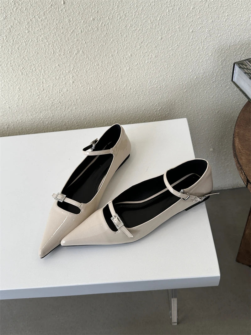 LBSFY  -  2024 Ladies Women Flat Shoes Fashion Brand Buckle Women Elegant Laofer Shoes Flat Heel Slip On Dress Ballerinas Shoes