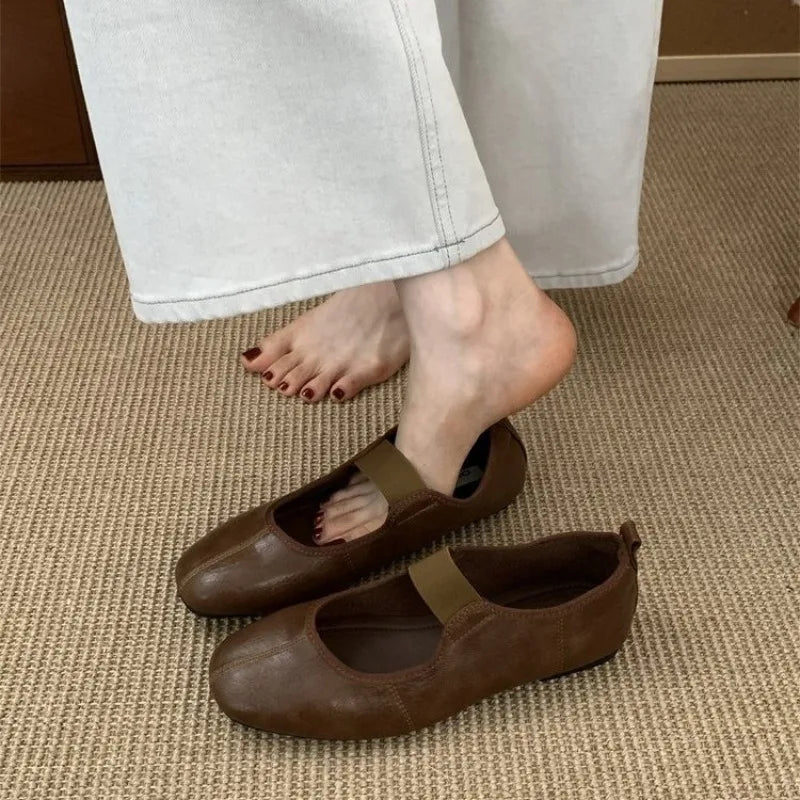 LBSFY -New Fashion Autumn Women Flat Heel Shoes Fashion Round Toe Shallow Slip on Mary Jane Shoes Soft Flat Casual Dress Single Shoes