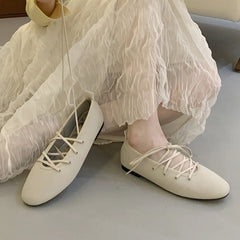 LBSFY  -Fashion Cross-tied Women Ballet Flats Dance Shoes Comfortable Female Shallow Footwear Round Toe Ladies Flats Shoes
