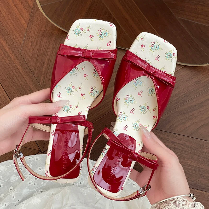 LBSFY  New Summer Butterfly-knot Women Open Toe Sandals Fashion Wedges High Heels Stripper Party Pumps Shoes