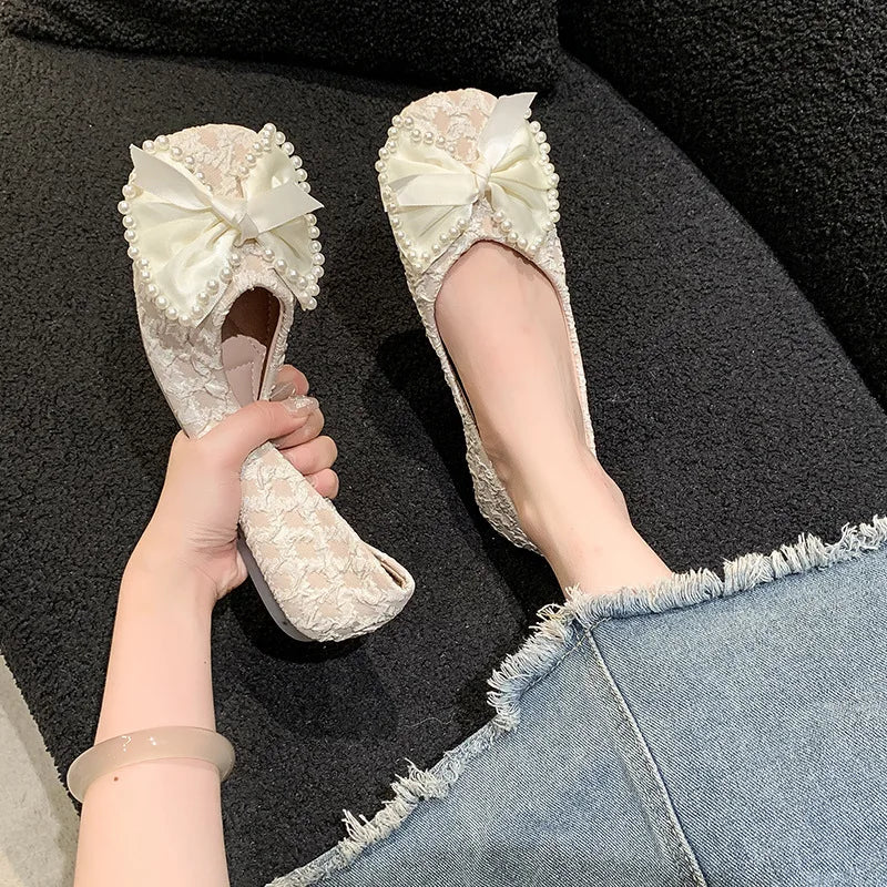 LBSFY -2025 Retro Ballerina Women's Loafers Comfort Ladies Leather Ballet Flats Elegant Bowknot Mary Jane shoes Women's Single Shoes
