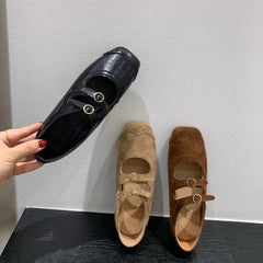 LBSFY -New Fashion Ladies Leather Flat Shoes Mary Jane Casual  Women Buckle Shoes Ladies Casaul Dress Low Heel Leather Shoes