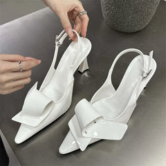 LBSFY -New Design Elegant Splicing Rivet Buckle Strap Women Pumps Thin High Heels Pointed Toe Stripper Party Shoes