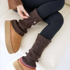 Lbsfy Korea Women Pearl Button Wool Knitted Ankle Covers Leggings Socks Leg Warmers Winter Thickened Calf Socks Harajuku Leg Covers